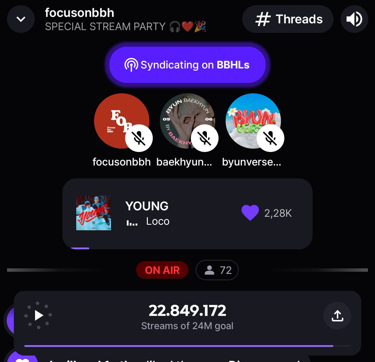 FocusonBBH's tweet photo. 💖 BAEKHYUN SOLO DEBUT PARTY 🎉

Tocando agora: Young 🎧

Juntem-se a nós, @byunversemx e @baekhyun_mty no Stationhead 🎶💖

📻 https://t.co/WJ2pYJwiyR 
📻 https://t.co/nL3cXtIBUG

@B_hundred_Hyun #BAEKHYUN #백현 @BAEKHYUN_INB100 @_baekhyun_JP https://t.co/VDeUX2RDmG