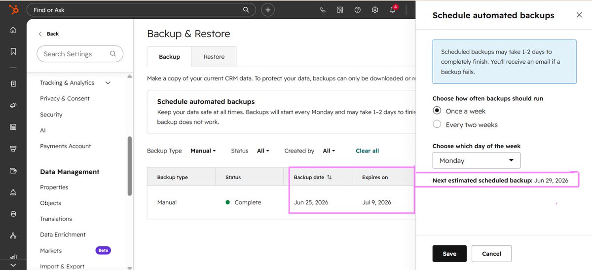 SaleemRevops's tweet photo. Protect your HubSpot CRM with automated backups.

✅ Automatic backups
✅ Quick data restore
✅ Business continuity
Do you have a CRM backup strategy?
#HubSpot #CRM #DataBackup #RevOps https://t.co/lYdGozqhZu
