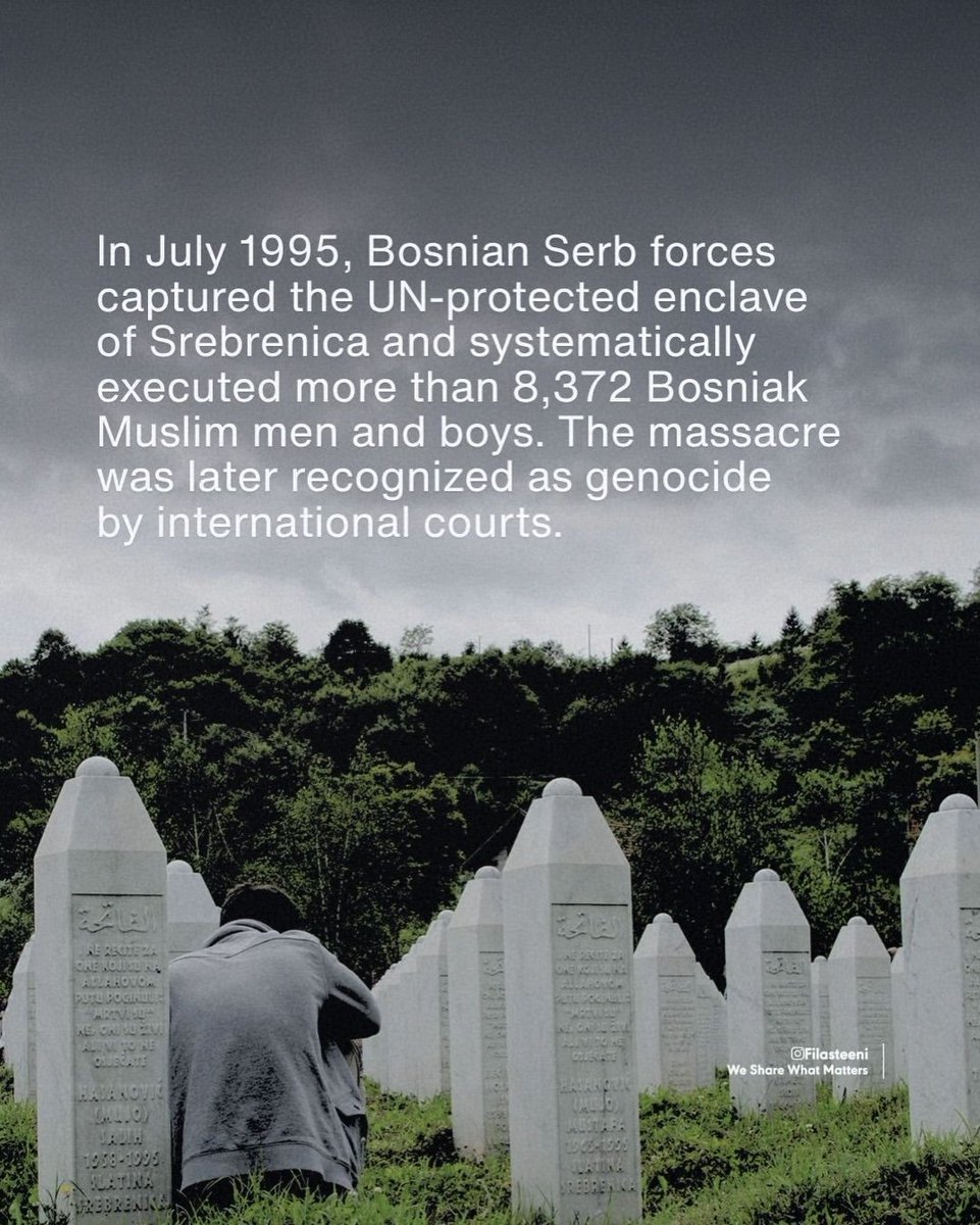 muslim_archives's tweet photo. Today marks 31 years since the Srebrenica Genocide. More than 8,372 Bosniak men and boys were killed, and many victims are still being identified today. https://t.co/X3Ilx01C3W