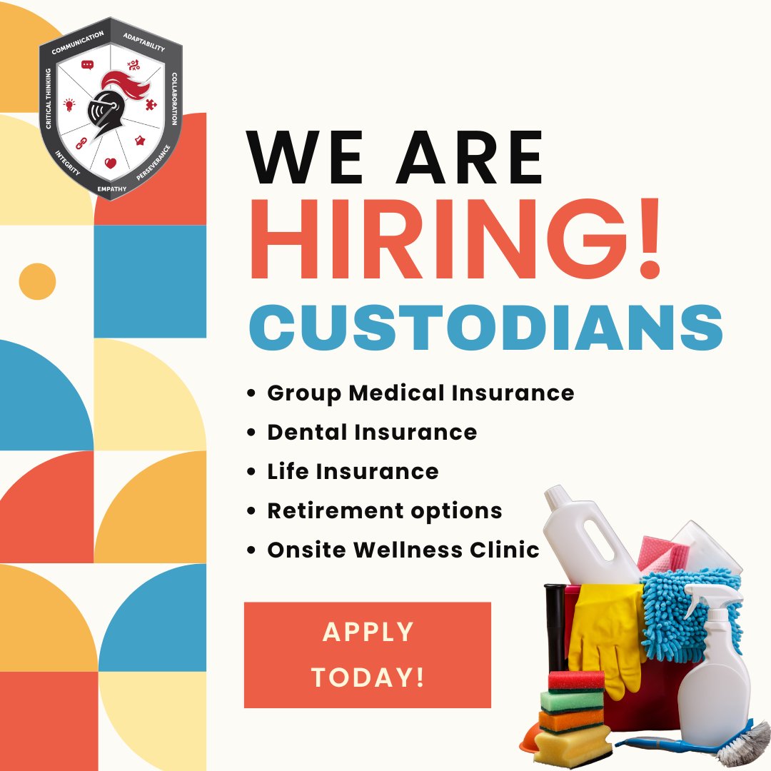 DeKalbDCCUSD's tweet photo. 🧹 DeKalb Central Schools is now hiring custodians!

Join our team and help keep our schools clean, safe, and welcoming for students and staff every day. Your work makes a difference across our district.

Apply today: https://t.co/5YHTKOSwNV

#WeAreDeKalb 
#JoinOurTeam https://t.co/qQZDBsgC3g