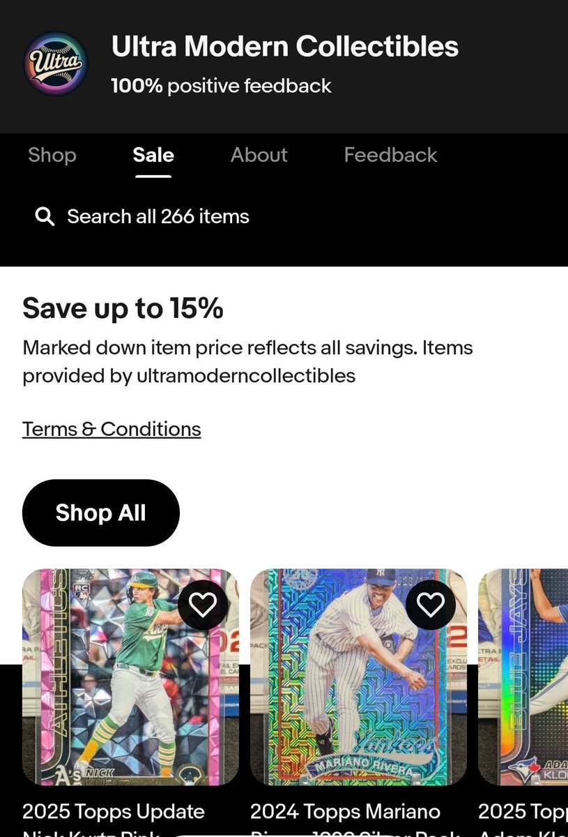UltraModernBall's tweet photo. Finally made the leap and got myself an eBay store subscription!

To celebrate, I'm running a 15% off sale on a bunch of my cards through the MLB All-Star break. Feel free to browse and/or make an offer to me directly on here (and I'll toss in freebies). https://t.co/77SL0HfG1h https://t.co/mHIiMNYGAu
