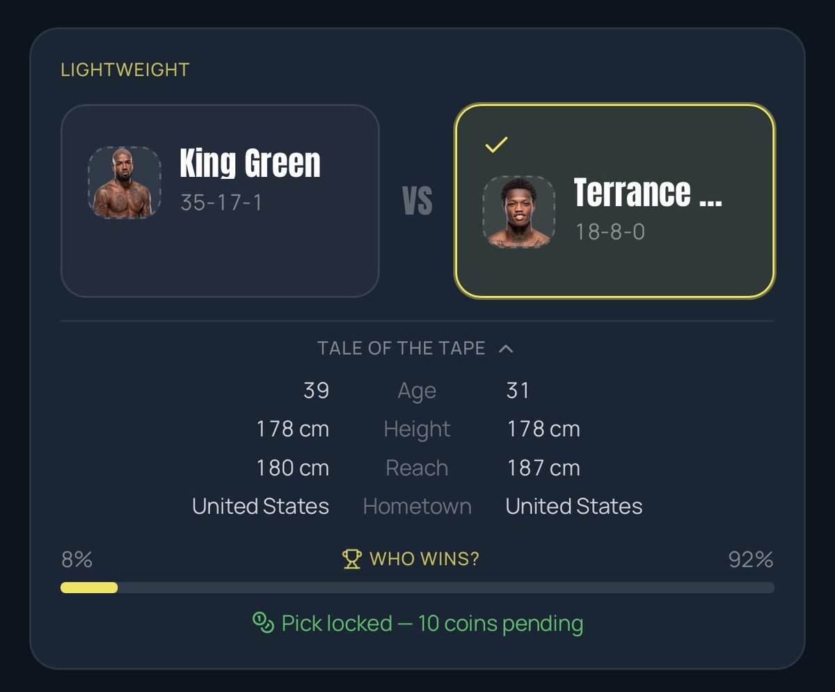 0x9ML's tweet photo. Only 8% think @twrecks155 loses tonight. 

Which number is going to look stupid at the #UFC329 ? 

🦖 https://t.co/J8DXYhR42h
