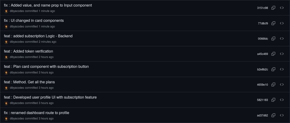 dibyacodes's tweet photo. I feel like I should improve my commit messages

but anyway

Shipped the subscription feature today
And a little bit of architectural and design decisions

Not too many changes but meaningful and real work done.

Primecraft is 7 Days to launch

Join the waitlist and Save 30% 👇 https://t.co/tXzfSwpaan