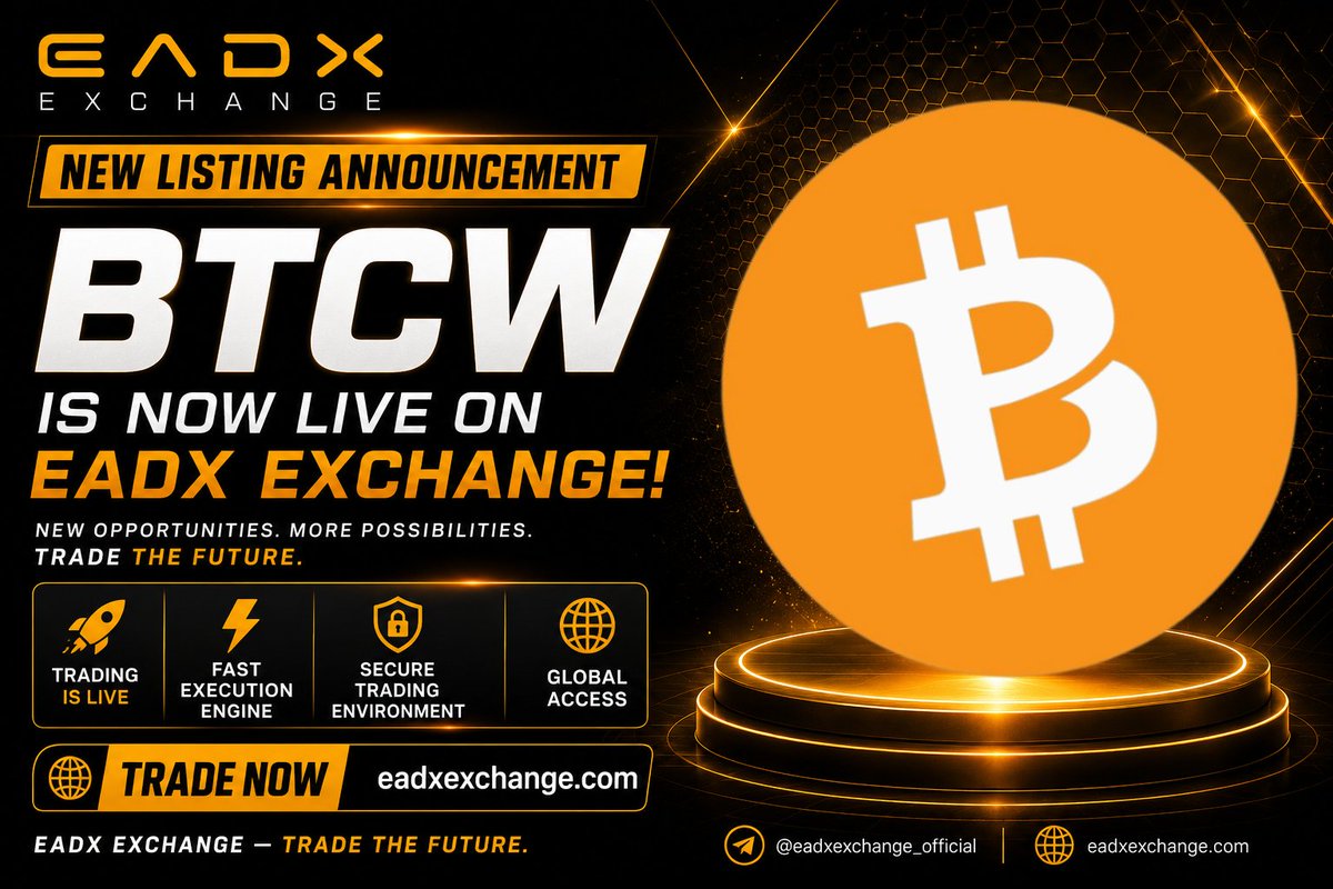 eadxofficial's tweet photo. 🚀 BTCW is Now Live on EADX Exchange!

The wait is over. Bitcoin POW (BTCW) is officially listed on EADX Exchange and is now available for trading.

Whether you're looking to expand your portfolio or discover new market opportunities, BTCW is ready for you.

✅ Trading is LIVE
⚡ High-performance matching engine
🔒 Secure and reliable trading environment
🌍 Available to traders worldwide

💥 Start trading BTCW today and experience the next generation of crypto trading.

🌐 Trade BTCW/USDT Now: https://t.co/wLg0CQvNWq

EADX Exchange — Trade the Future.

#BTCW #BitcoinPOW #EADXExchange #CryptoTrading #TradeTheFuture