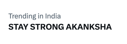 akankshaofc's tweet photo. TRENDING IN INDIA !!!!

STAY STRONG AKANKSHA https://t.co/Chu5xuub7H