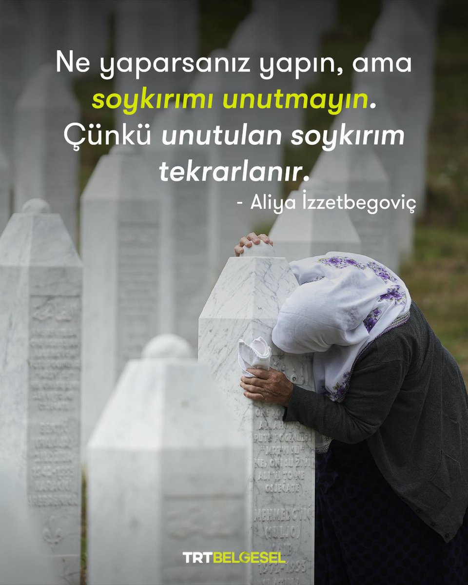 ibrahimulusoytr's tweet photo. Tarihe kara bir leke olarak geçen #Srebrenitsa soykırımında katledilen 8 bin 372 kardeşimizi 24. yıldönümünde rahmetle yad ediyorum.

"Ne yaparsanız yapın, ama soykırımı unutmayın.
Çünkü unutulan soykırım tekrarlanır "

Aliya İzzetbegoviç

#SrebrenitsaKatliamı https://t.co/ZxKxPwJ3OK