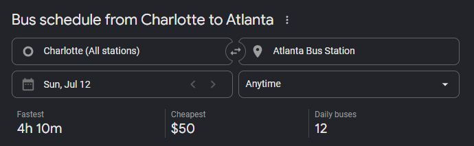 neontaster's tweet photo. It's a 4 hour bus ride that costs $50. https://t.co/Ek8we9k3lK