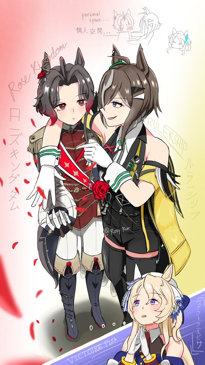 Oost_gt's tweet photo. ♟️Hey there Rose-san~ 
🌹.....
#Umamusume️️️ #ウマ娘 #ローズキングダム #ルーラーシップ #ヴィクトワールピサ https://t.co/iSe0B7j7Qd