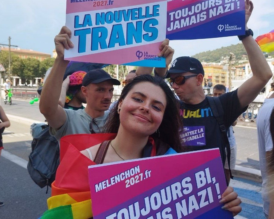 OlivierSalerno's tweet photo. 🌈✊ Insoumis·es LGBTQIA+ contre l'internationale réactionnaire à la #PinkParade de Nice cet après-midi, en présence de notre camarade députée @SegoleneAmiot ! https://t.co/xXWrhZtiFI