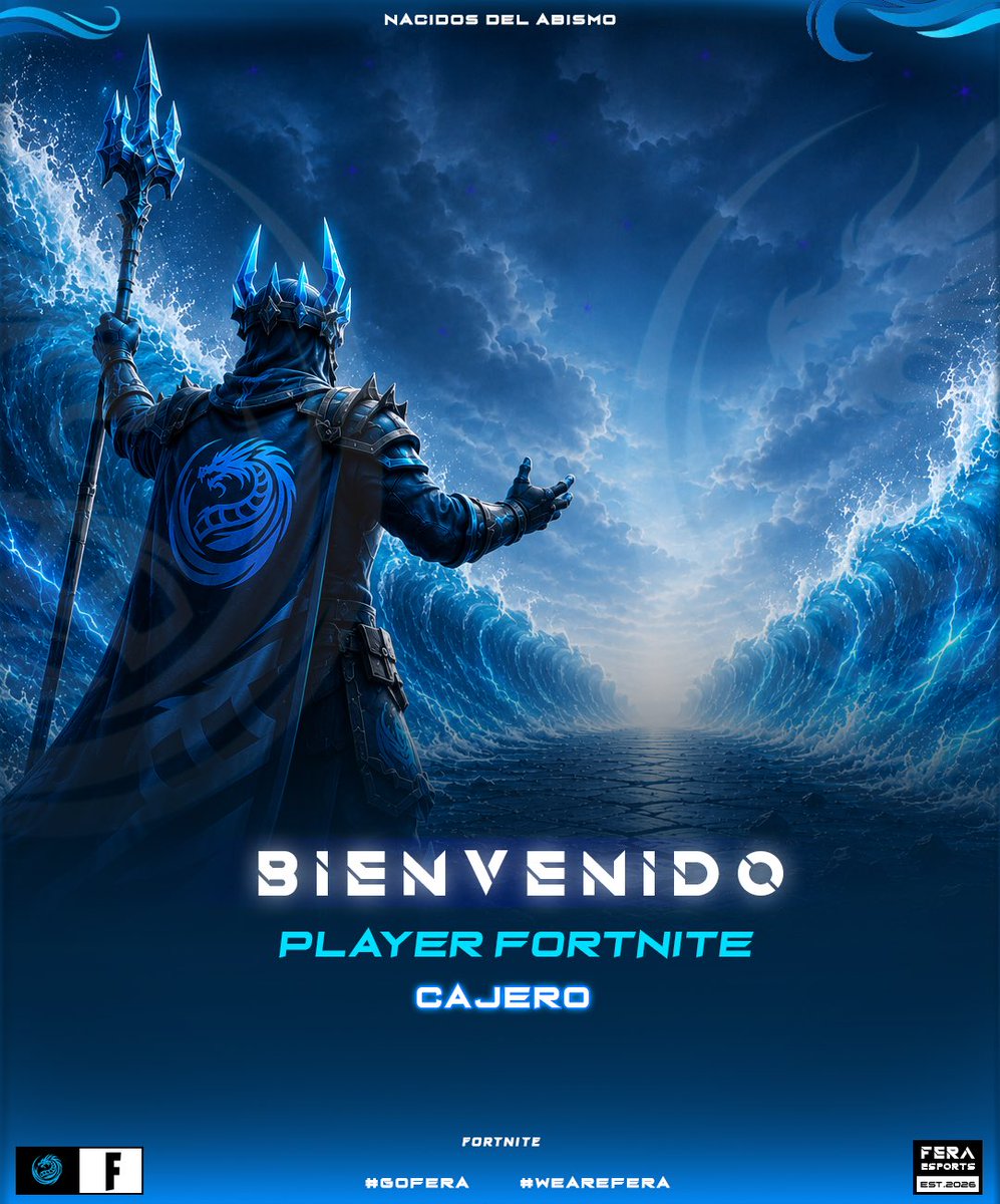 FeraEsports's tweet photo. 🚨NUEVO FICHAJE🚨
Hoy volvemos a anunciar un fichaje más para nuestro main roster de Fortnite, nos complace anunciar que @Cajerodelkebab es el nuevo jugador de FERA eSports.🔝
¡Bienvenido al abismo! 🌊🐲💙
#GoFERA #WeAreFERA https://t.co/JFvJsaUy2q