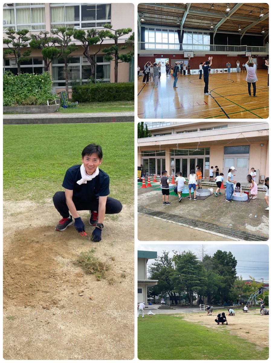 hasaway100's tweet photo. 7/11土曜日AMは芝生育成＋こどもクラブ

芝生は日常の手入れで保たれます。私は月1です
こどもクラブは、『放課後子ども教室』の土曜日イベントでお手伝いに

ドッヂや水風船、暑さを吹き飛ばします

体育館では踊りの先生らによる盆踊り練習
「新寝屋川音頭」「YMCA」ぎごちなく私も少し- https://t.co/AWavD53rw9