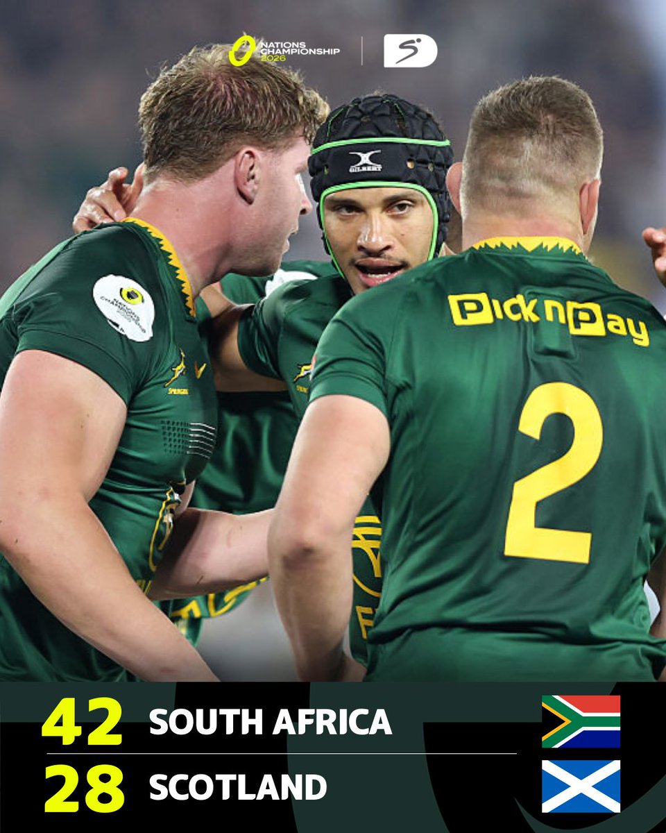 SSRugby's tweet photo. The Springboks hold their nerve to make it 2/2 in the #NationsChampionship 🇿🇦🏉

#SSRugby https://t.co/26LuV19qw0