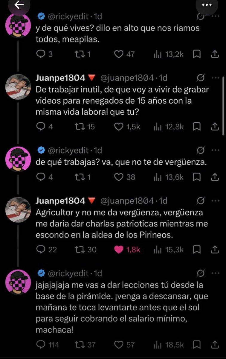 GxlDeBalliu's tweet photo. Buenas @rickyedit , sé perfectamente que tú pobre cerebro no te da para procesar esto, pero sin personas como Juanpe ni tú ni yo podríamos ir al supermercado para elegir que comeremos, carapolla. Más Juanpes y menos Rickys. https://t.co/DuLiFTOidu