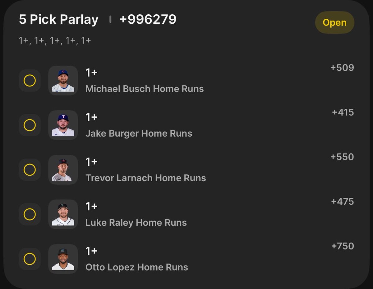 szhBrian's tweet photo. MLB HR LOTTO (+996279)

Busch +509
Burger +415
Larnach +550
Raley +475
Lopez +750 https://t.co/8h62xzxxJB