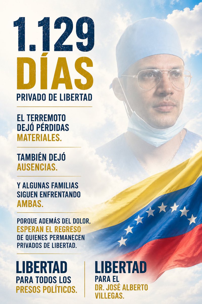 JoseAVJLibertad's tweet photo. Hoy, mientras Venezuela intenta reconstruirse
muchas familias también necesitan volver a reunirse.

¡LIBERTAD YA!

#Liberenalospresospoliticos
#sosdesaparecidos
#SOSPorVenezuela

@Migue1Caro
@Naky https://t.co/XFRtAzEG6A