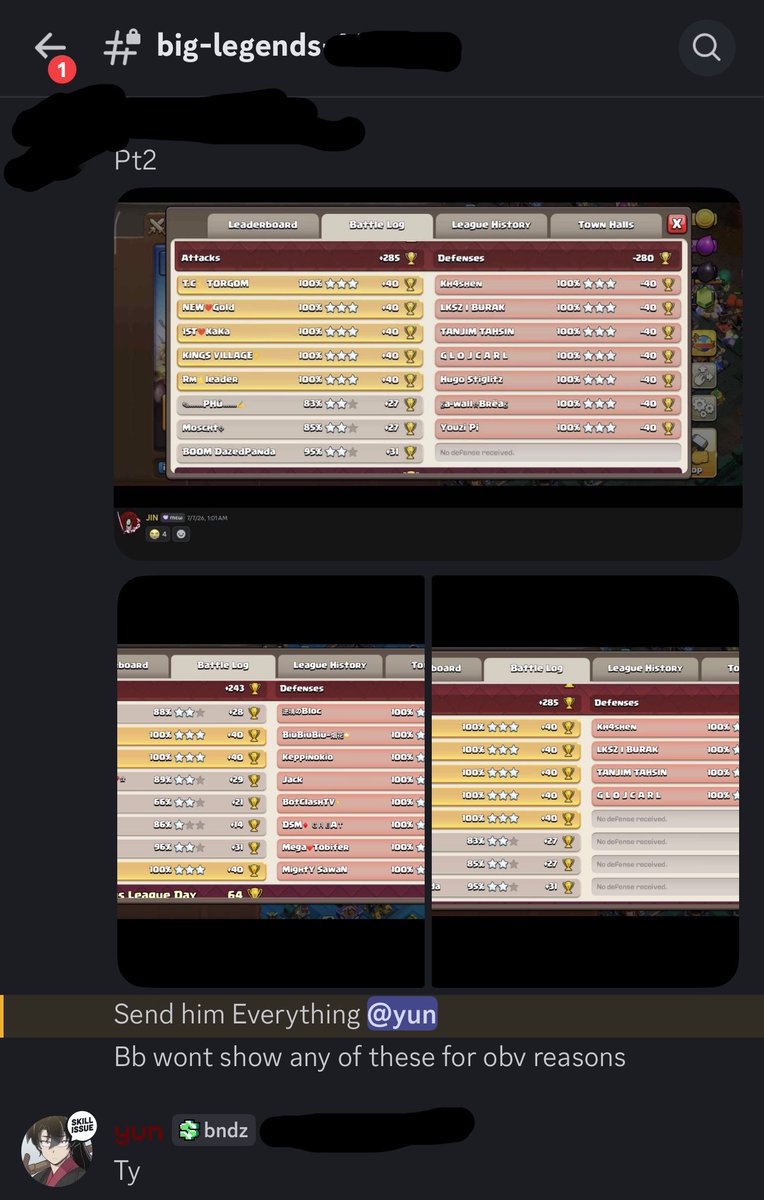 Yun2k411's tweet photo. I will make all your subscribers leak you

Covering the account names so we don’t search the actual results through bots? 🤣

So, let me connect everything: faking results, leaking your own bases to access more bases and randomly banning subscribers.

I love this, both base links below 

EOS 4 in the discord: https://t.co/eaLYWzh2j5

EOS 3: https://t.co/CQATlQNqvV