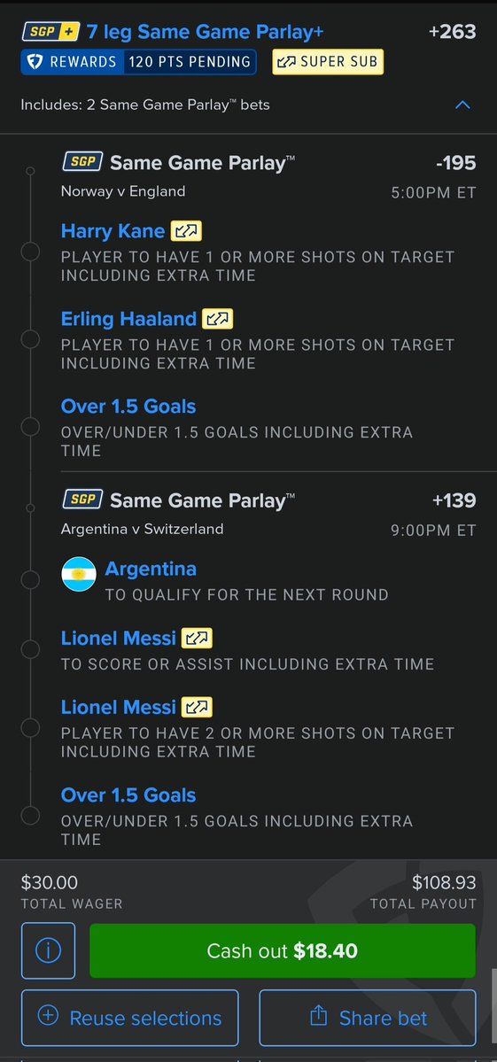 Lemonpie567's tweet photo. Day 2

Kane 1+ SOT
Haaland 1+ SOT
NOR/ENG Over 1.5

Argentina to qualify
Messi score/assist
Messi 2+ SOT
ARG/SUI Over 1.5

Role + style. We move.
#WorldCup #SoccerBets https://t.co/TIt8wORTXq