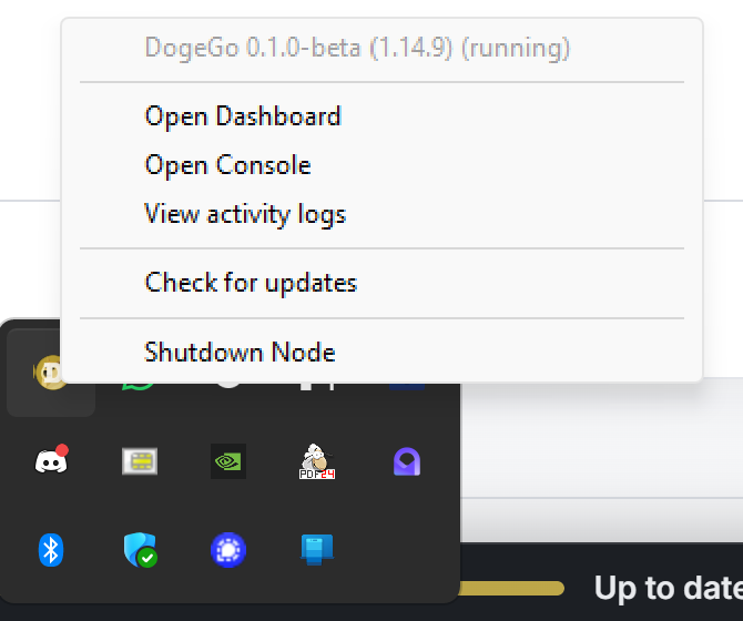 inevitable360's tweet photo. Adding more options and contro your own Dogecoin Node using #DogeGo in System Tray, now you can see the version that you are running, check Github Updates and update manually, open console and view logs https://t.co/te05LjIHwG