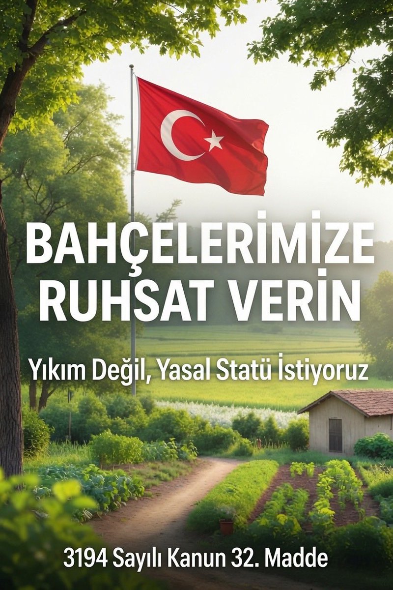 TrkerM's tweet photo. @dilektokatlolu3 @AltinozYeliz @Ebuhamza22 Tarım arazilerindeki bahçelerimize yasal statü verilmesi adaletin gereğidir. #8MilyonEveYapıKayıt https://t.co/mTAP0qeyqJ