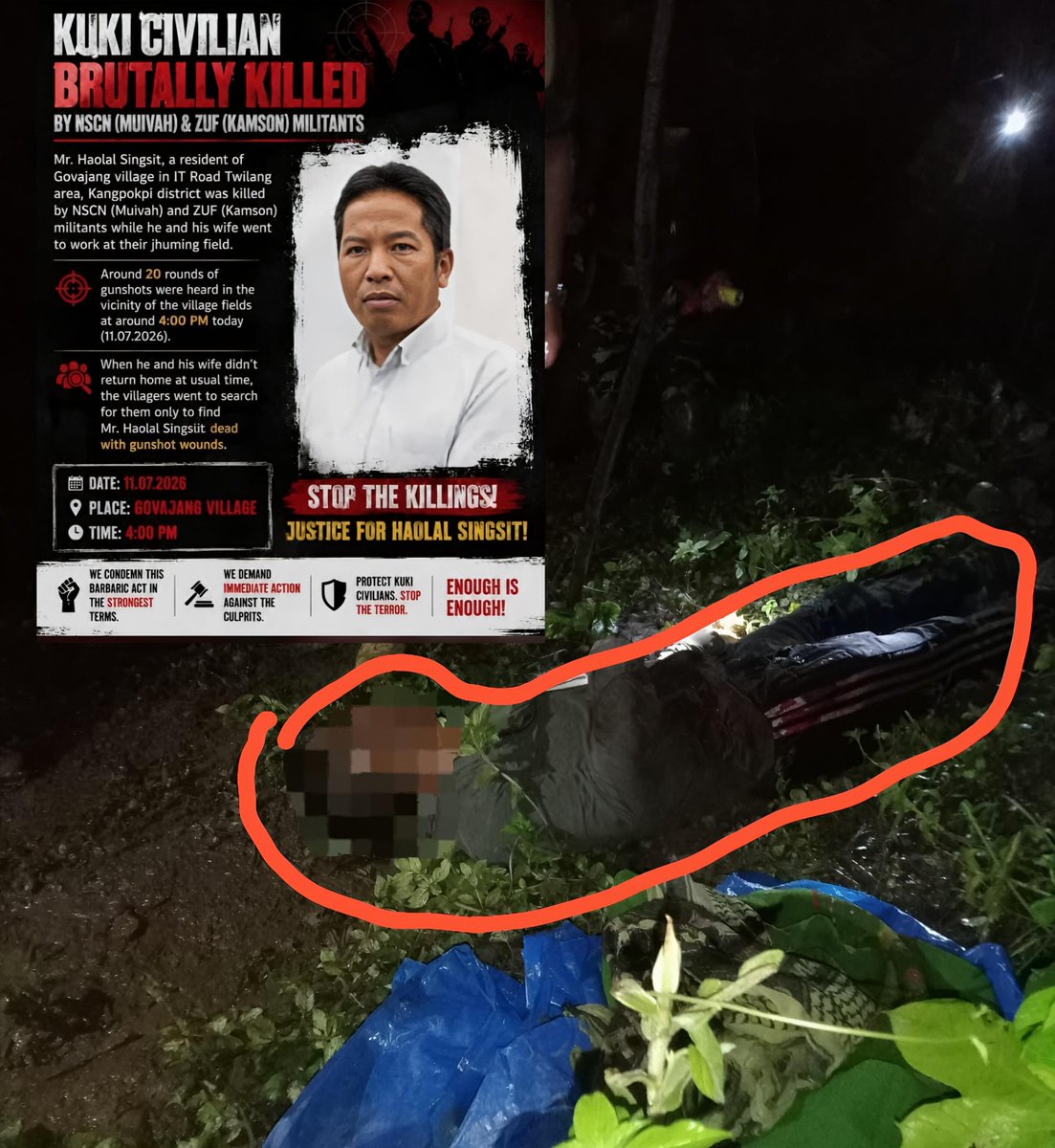 JShakurB's tweet photo. #BreakingNews
🆘️Manipur's Hierarchy of Grief:

▪︎Two deeply disturbing incidents unfolded simultaneously in Manipur today & a profound disparity & hierarchy of human worth dictated by ethnic lines was on full display.

▪︎A kuki village Govajang was attacked by the NSCN-IM during which a poor, defenseless farmer was kidnapped & brutally murdered.
Merely 15 km away, a Kuki mob, enduring a suffocating 4 year siege set fire to 3 abandoned houses.

🚨While both acts warrant outright condemnation, the institutional response & political reactions reveal a deeply biased hierarchy of grief. 

▪︎A full 7 hours after the innocent kuki farmer was mercilessly killed, the Chief Minister of Manipur @YKhemchandSingh saw fit to swiftly condemned only the burning of brick & mortar yet maintained a deafening silence on the Murdered farmer.

▪︎Similarly, a full 7 hours after the killing of the poor Kuki Farmer, the official @INC_Manipur page publicized a footage of MP @Bimol_Akoijam passionately beating his chest, lamenting over the property damage while confronting the security forces,  with absolutely no mention or shred of grief for the murdered farmer.

■This stark asymmetry in condemnation from the Manipur Government & selective outrage encapsulates the fractured justice system, a deeply segregated & discriminatory reality of Manipur today.

@UNHumanRights @UN @UNinIndia @hrw @HRF @amnesty @AIIndia @CII_IWN @ncsthq @NCM_GoI @UNinIndia @NCMEC @children @thewire_in  @frontline_india @via_campesina @kisanektamorcha @OfficialBKU @Tractor2twitr_P @tractor2twitr_i @KisanSabha @OfficialBKU @varungandhi80  @sardesairajdeep @rahulkanwal  @gpsinghips @LokBhavManipur  @MukeshSinghIPS @vijaita @INCIndia @RahulGandhi @INCMinority @priyankagandhi @Jairam_Ramesh