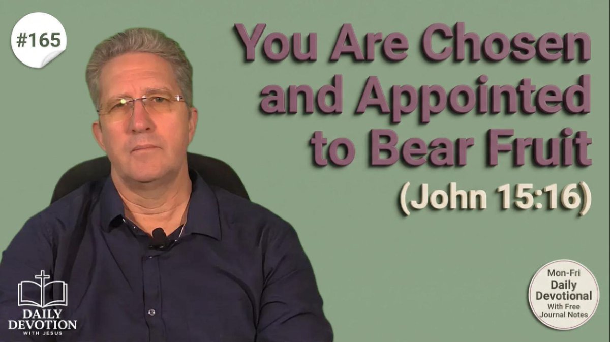 dailydevotionwJ's tweet photo. You Are Chosen and Appointed to Bear Fruit
"You did not choose me, but I chose you and appointed you so that you might go and bear fruit."John 15:16

Remain in Christ and let your life produce fruit that glorifies God.
▶️ Watch:
https://t.co/c9oY0QDjSt
#DailyDevotionWithJesus https://t.co/tLA8sdnWyq