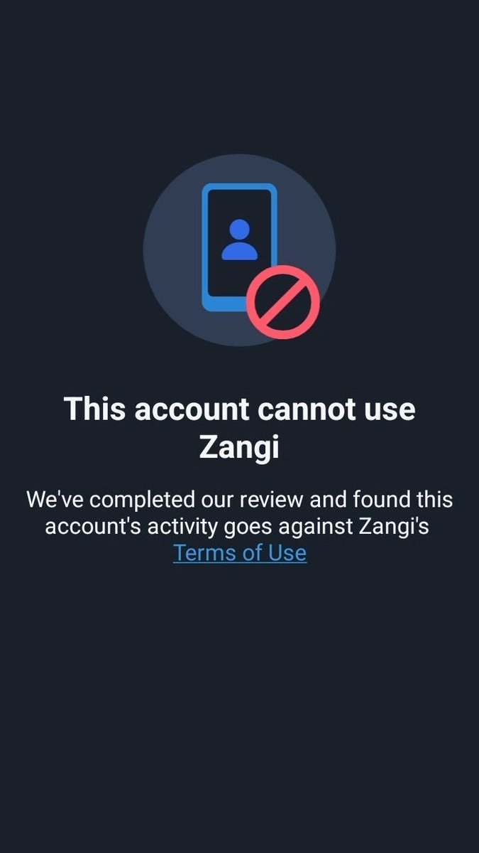 JonsFranklin's tweet photo. My zangi as been banned the message was too much https://t.co/eOUqkNjNgp