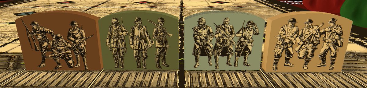 WharfRatGames's tweet photo. 🛠️ Component Preview! Check out the custom wooden standees for #AForlornHope. 36 total pieces across 4 nationalities (French, German, British, American).

They are heat printed on wood with unique art on both the front and back! 💥 (Colors may vary) https://t.co/caesCXClvH