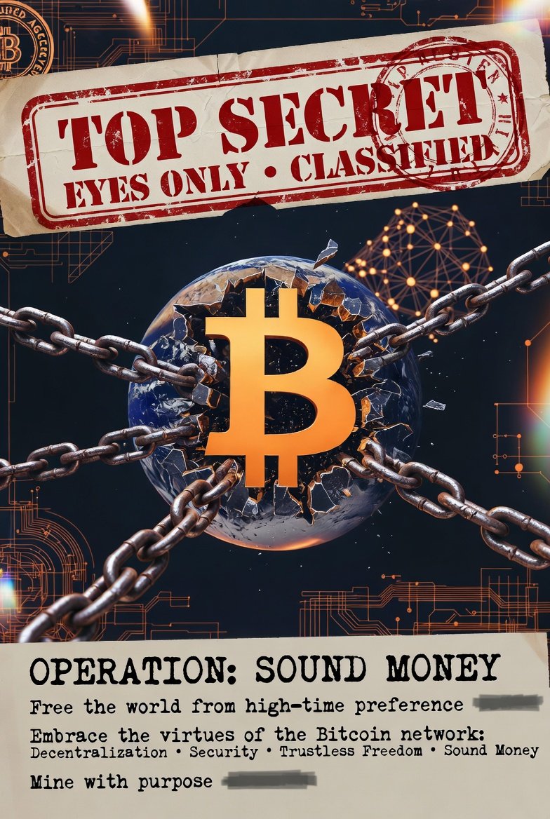 The_BlackLedger's tweet photo. Bitcoin mining liberates us.

It frees the world from #HighTimePreference and endless wealth chasing, teaching patience &amp; discipline.

Focus on #Bitcoin's virtues: decentralization, security, trustless freedom &amp; sound money.
Mine with purpose. 

#BTCRecovery #SoundMoney #HODL https://t.co/OTxSEgiKwW