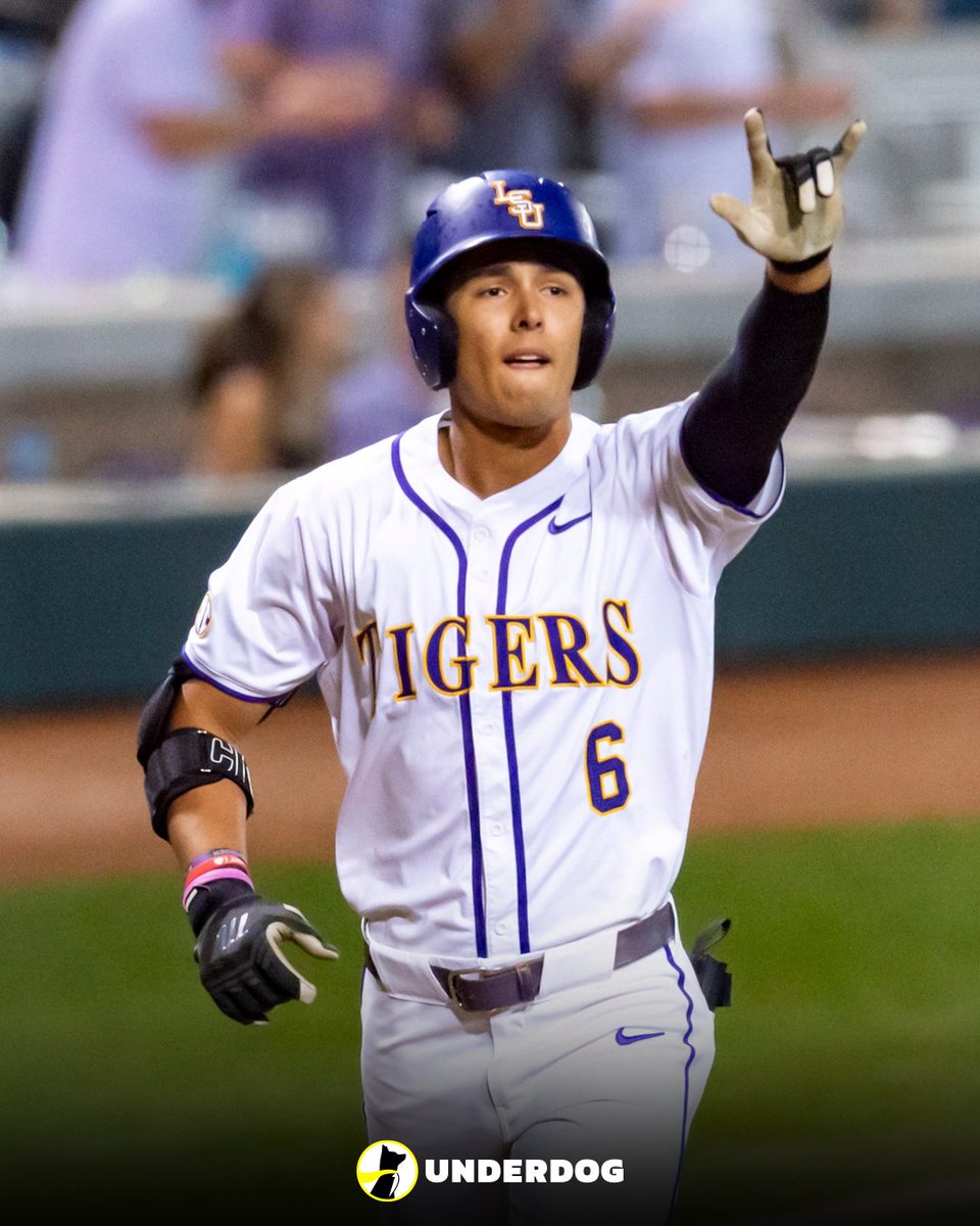 UnderdogMLB's tweet photo. Pirates to select OF Derek Curiel with No. 5 overall pick, per @JoeDoyleMiLB.

• Slashed .349/.452/.522 with 13 HR, 16 SB in 2 seasons at LSU
• 60-grade hit tool https://t.co/NWhOpeB2Ap