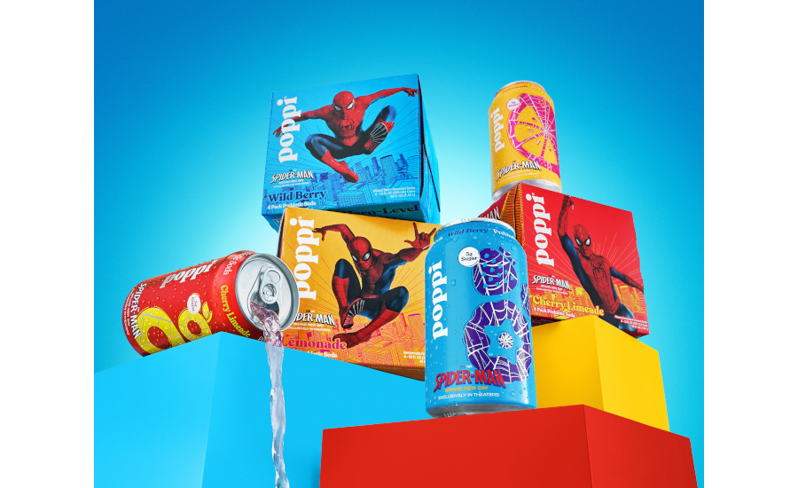 BeverageInd's tweet photo. Collectible four-packs inspired by the film, which comes out July 31, include the following fan-favorite flavors: Cherry Limade, Wild Berry and Lemonade. 🕷️🕸️
(Image courtesy of poppi/PepsiCo)
#poppi #SpiderMan #Prebiotics
https://t.co/4cYs9FjwfC https://t.co/tSfu6boxDq