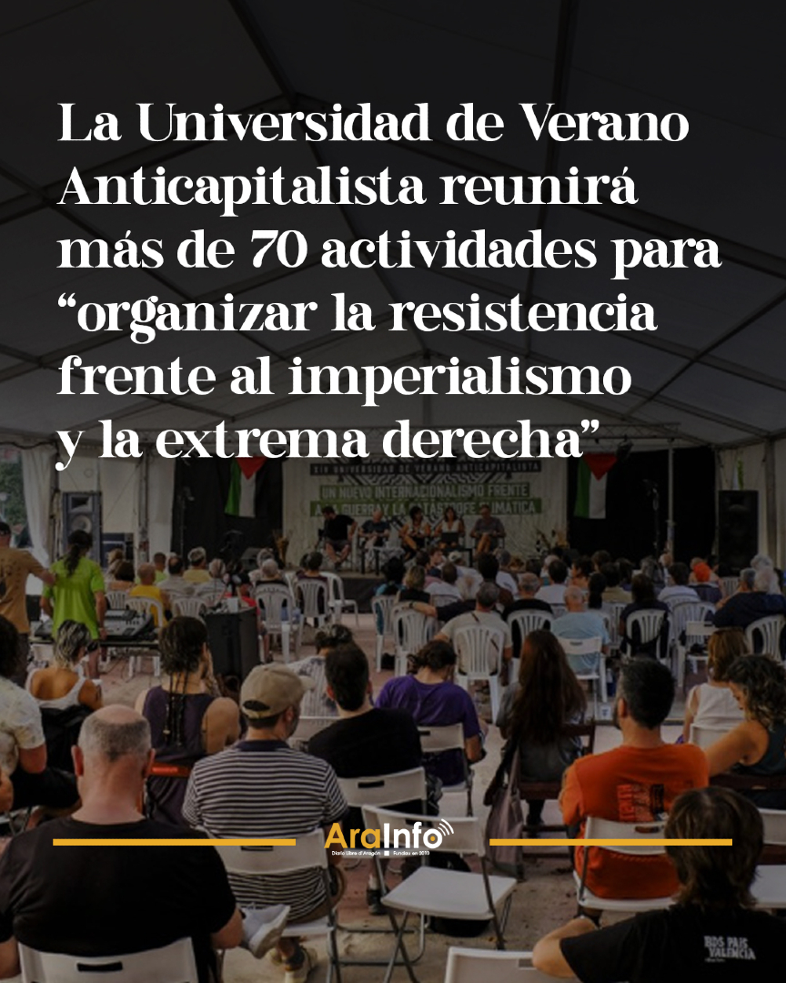 arainfonoticias's tweet photo. Michael Löwy, Margarita Padilla, Montserrat Galcerán, Lola Olufemi, Saida Ghodaieh o Jorge Riechmann serán algunas de las voces que participarán en la XVI Universidad de Verano Anticapitalista, con más de 70 actividades del 25 al 30 de agosto: https://t.co/YzS7P64pcx https://t.co/PMsqM3EWef