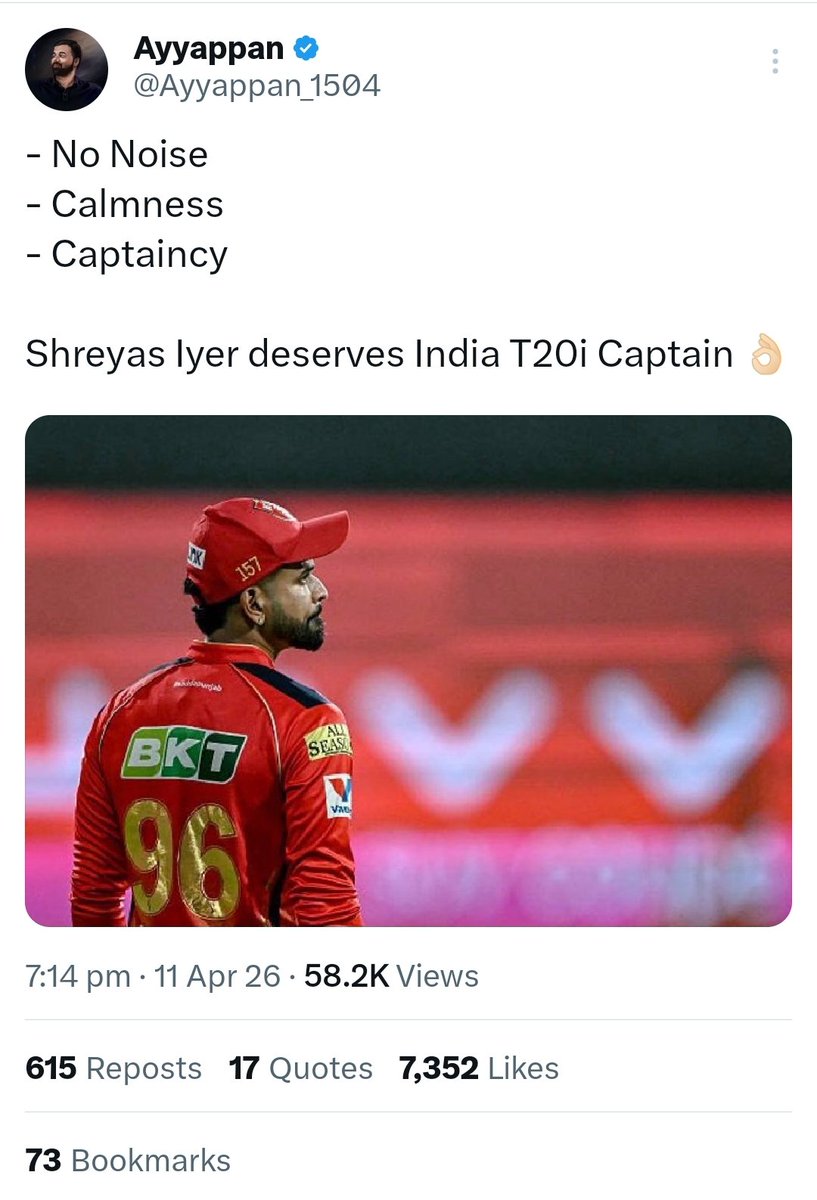 vijaytnpt's tweet photo. @Ayyappan_1504 You are the PR of Shreyas 👍👍 https://t.co/E2FxY6KjM9