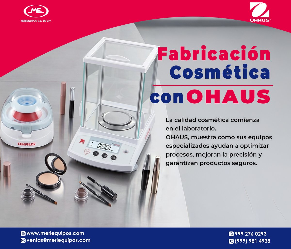 Meriequipos's tweet photo. ✨Fabricación cosmética con OHAUS
⚗️La calidad se mide, desde I+D hasta control de calidad, contar con el equipo adecuado ayuda a garantizar procesos seguros.
👉🏻Lee más. https://t.co/vhjX9oVnvh
📞ventas@meriequipos.com
📱WhatsApp: https://t.co/7bMvIAhm2I

#Laboratorio #Innovación https://t.co/rU4xacUbc1