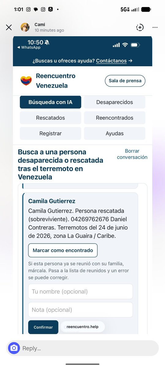 CamilleCvrrbs's tweet photo. @CrismarSPG_ Busco el paradero de Camila Gutierrez Velez Luis Guerrero y Sofía Guerrero Gutiérrez. Eran residentes de Costamar II zona Tanaguarena 
Está es la única información que se ha encontrado. Necesito contactar a Daniel Contreras 🙏🏽🙏🏽 https://t.co/ZgEHiwOpvy