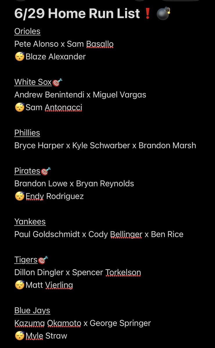 _JustSnaps's tweet photo. 6/29 Home Run List❗️💣

FULL SLATE OUT 

We have an incredible Sunday surprisingly😂
Hopefully the trend keeps going 
As always always recommend pair 🎯 picks 
Makes it easier by far 
Thank you all for everything💯🤘🏾

Good Luck🍀
Powered By
⚡️⚡️⚡️⚡️⚡️
@ThStarTool https://t.co/skyLNRkOvm