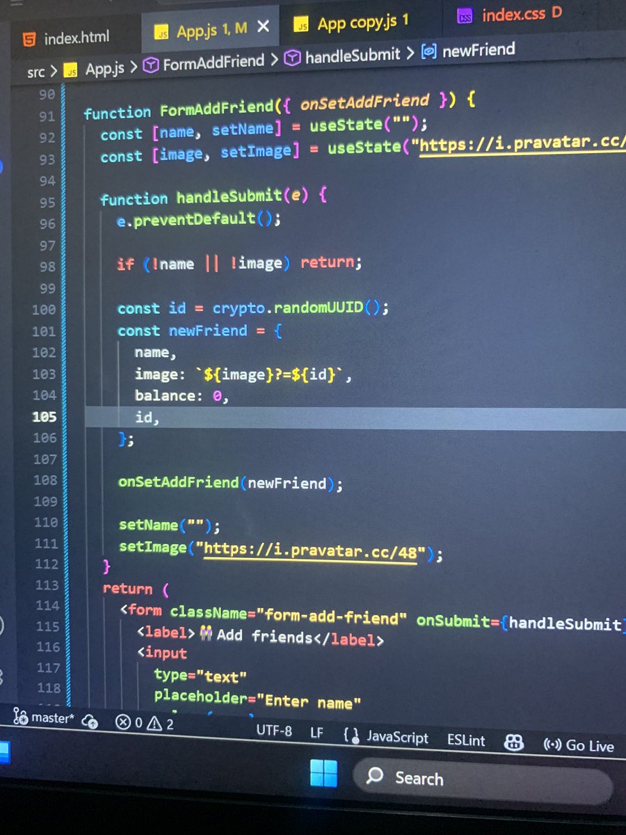 kenechi_ronald's tweet photo. Implement useState React hook on my own today💪

So proud of myself 🫠🔥

The Journey Continues 

#ReactDev
#frontEnddevelopment
#React
#dev https://t.co/8lMEhRBiiq