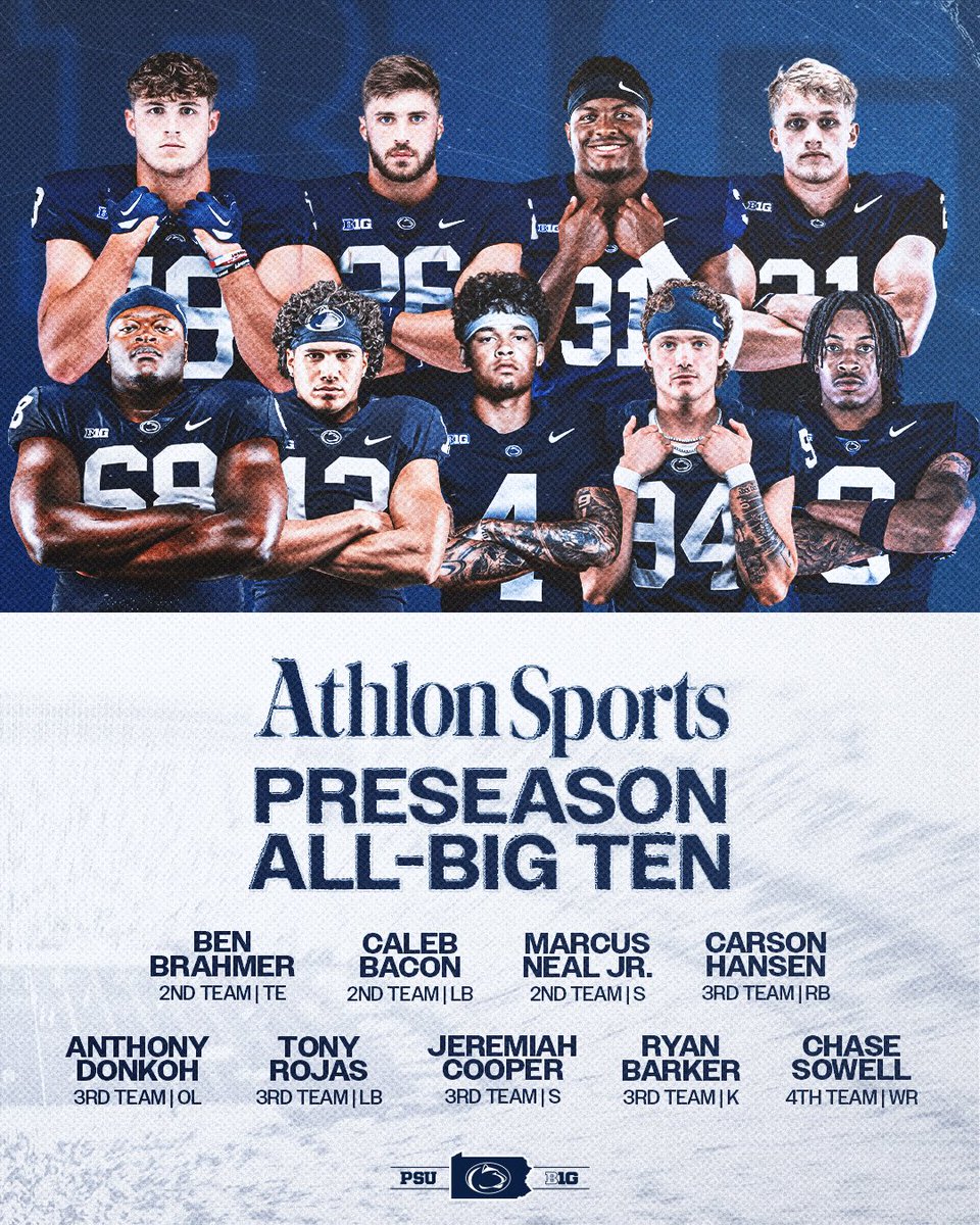 PennStateFball's tweet photo. .@AthlonSports Preseason Honors 📋 https://t.co/J6HesgQGRI