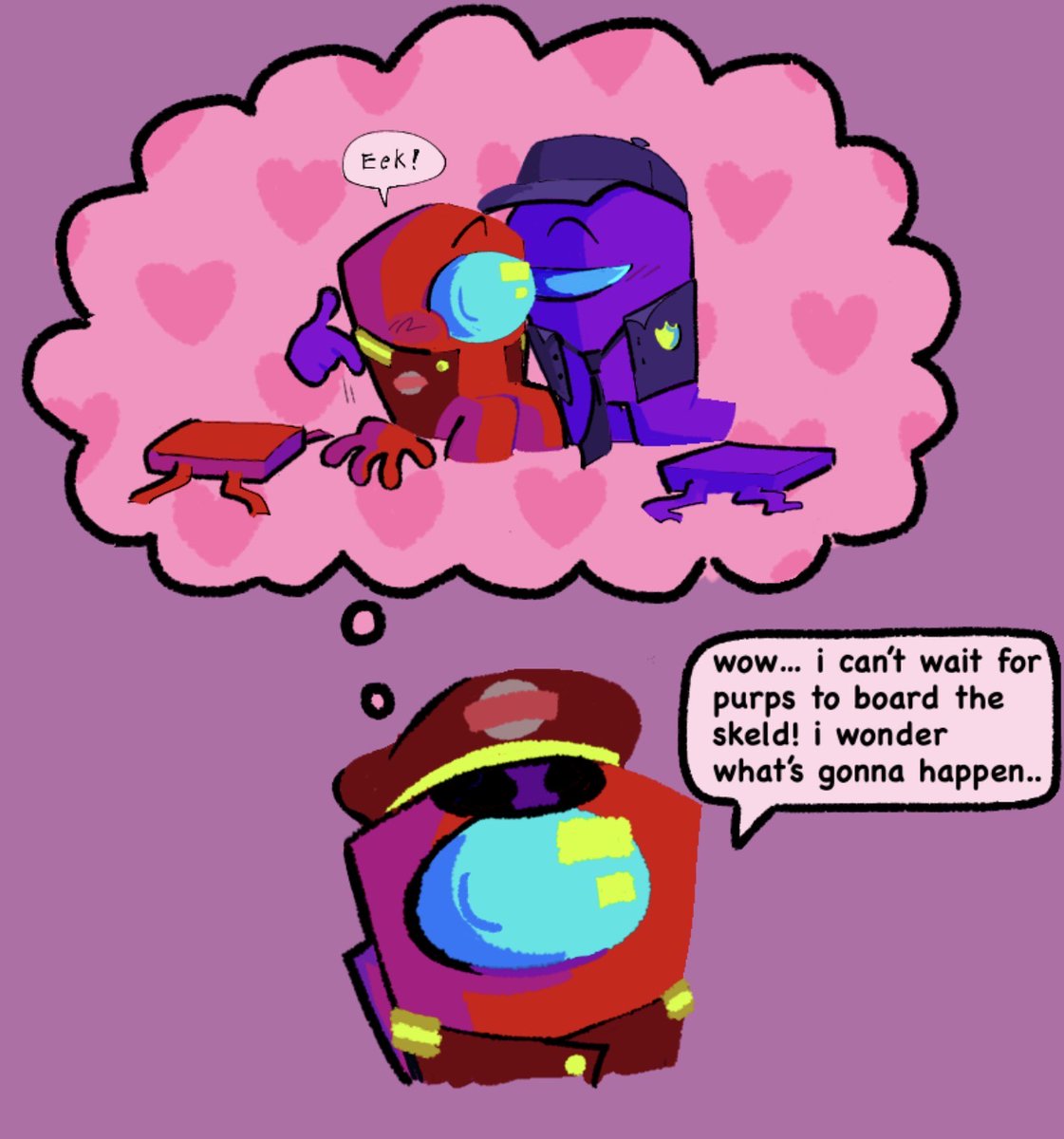 BonelessBugle's tweet photo. not even close 
.
.
#amongusshow #camtain #purplexred #fanart https://t.co/qWZJsgmq1f