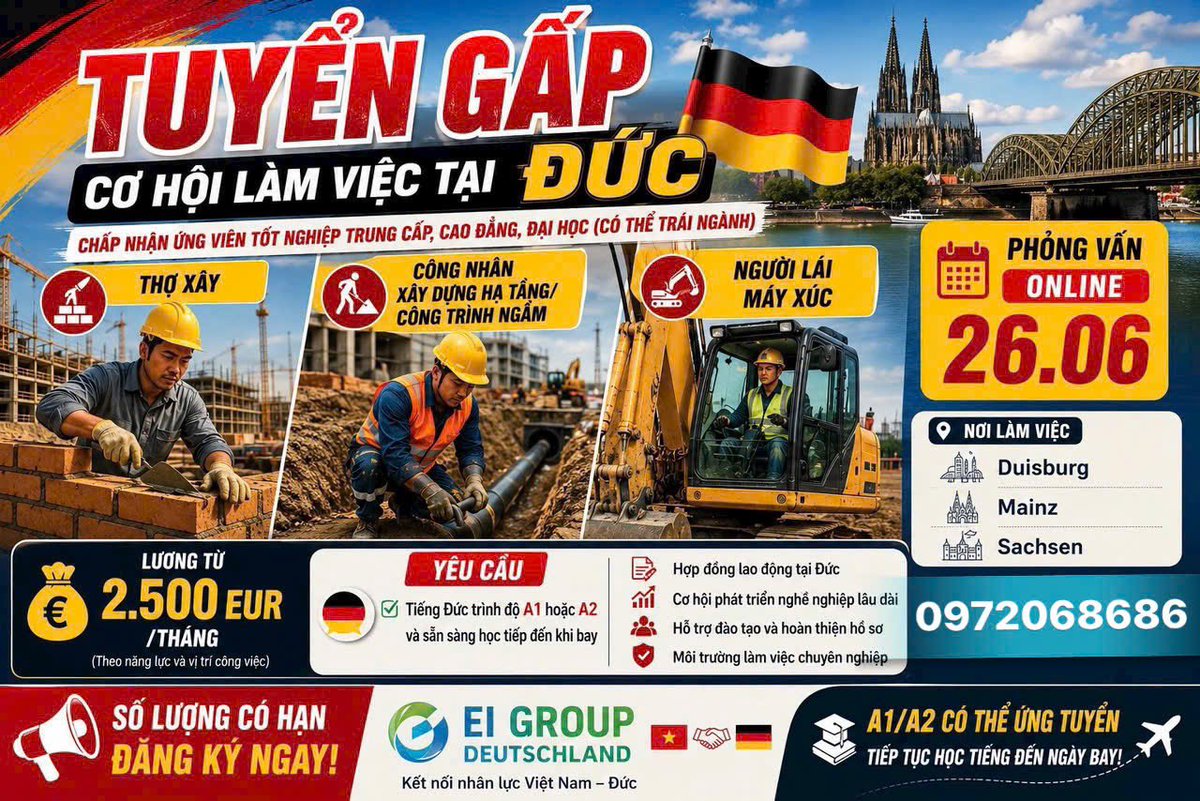 em_rong's tweet photo. 📌✅ TUYỂN GẤP ‼️ 
Các Đơn Việc Làm Tại Đức 🇩🇪 https://t.co/iwSon3GI0m