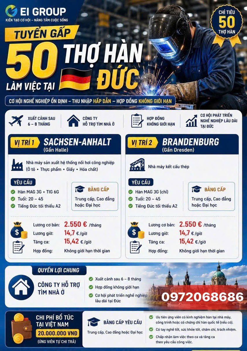 em_rong's tweet photo. 📌✅ TUYỂN GẤP ‼️ 
Các Đơn Việc Làm Tại Đức 🇩🇪 https://t.co/iwSon3GI0m