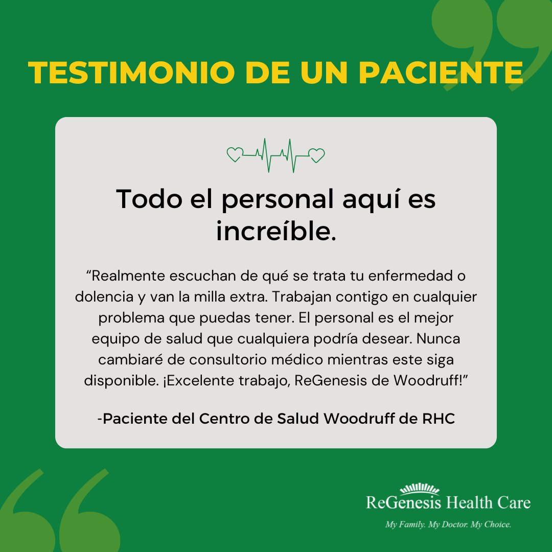 visitrhc's tweet photo. We’re so grateful for this kind of feedback about our Woodruff Health Center team! 💚 
From Primary Care to Pediatrics, Behavioral Health, Addiction Medicine, and Pharmacy Services, our staff is here for you and your family every step of the way! Call today at 864-582-2411! https://t.co/QeXKLCNukE