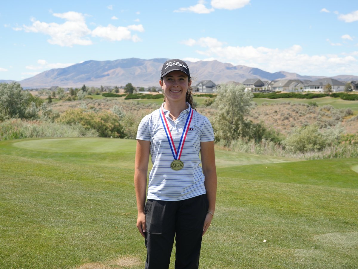 AJGAGolf's tweet photo. On top in Utah ⛰️
Madison Delumen (+2) earns medalist honors in the #JMChampJr Girls Division Qualifier! https://t.co/5kpFeQizuK