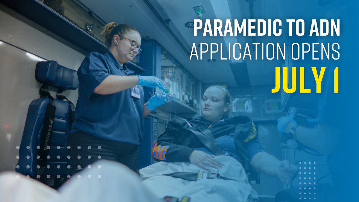 Brunswick_CC's tweet photo. Applications for BCC's Paramedic to ADN Bridge Program open July 1. Earn your Associate Degree in Nursing while building on the knowledge and skills you already have.

Learn more:
https://t.co/agR3qJwrsf https://t.co/f1qY6fOviL