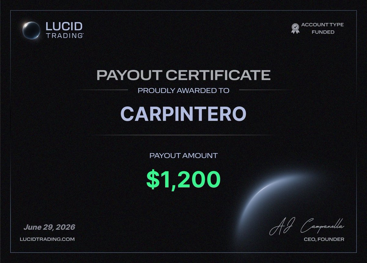 Carpinteroi909's tweet photo. Another payout in the books.

Fractal + Zen changed how I approach the market. Better context, more patience, and trusting the process over forcing trades.

Last month humbled me. Still refining. Time to compound and build.
#Zen #Fractal https://t.co/Z86jKgQYqg