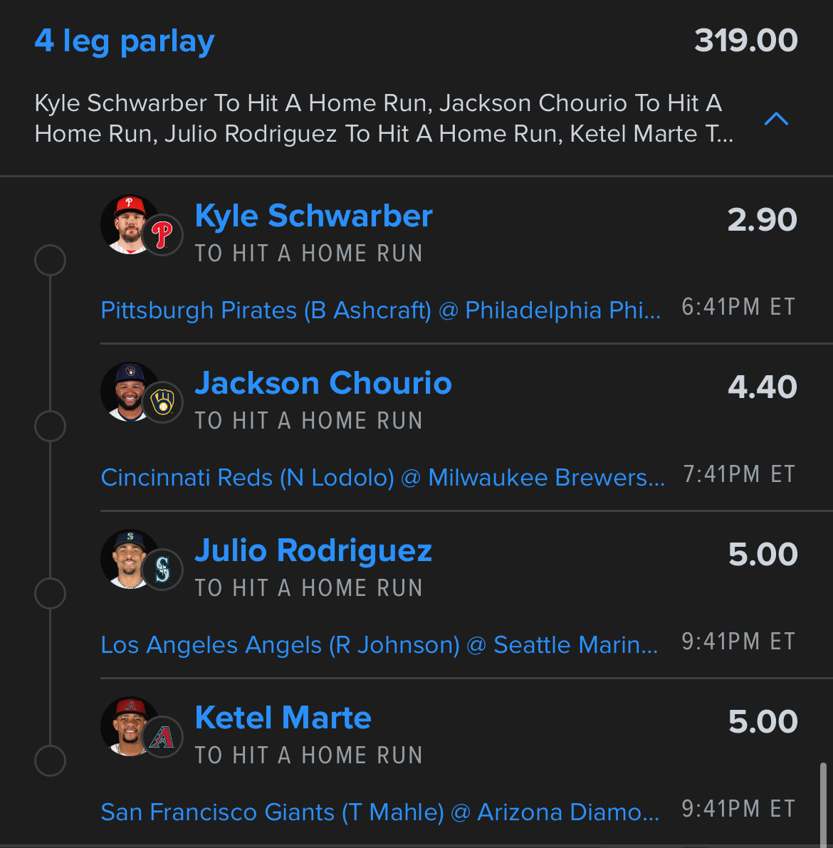 MidnightSearch0's tweet photo. MLB ⚾️

1+ hit (4.05) 1u
💣 (319.00) .05u

BOL 🫡 https://t.co/B9GFLlhSOR