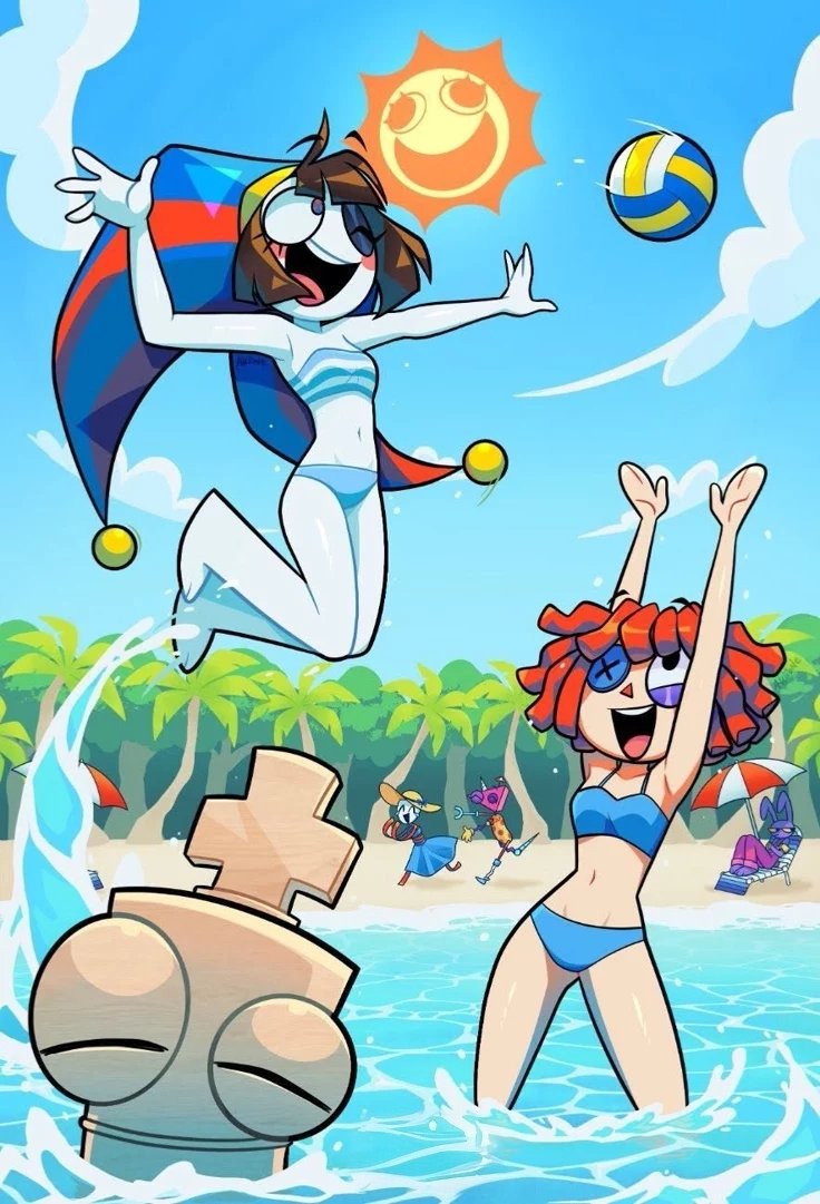 scarlett_c49470's tweet photo. "Sunshine, ocean breeze, and making unforgettable memories! ☀️🌊"
.
.
.
.
.
.
.
.
#TheAmazingDigitalCircus #Pomni #Ragatha #TADCㅤ #BeachDay #FanArt #DigitalArt #SummerVibes #ArtistOnX #Illustration https://t.co/XFkUYlmqyI