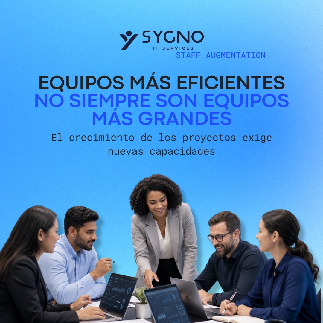 SygnoIT's tweet photo. Más que sumar personas.
Se trata de sumar experiencia.

Staff Augmentation para fortalecer la capacidad de ejecución de proyectos tecnológicos.

#sygnoitservices #empresait #StaffAugmentation #ITTalent #Reclutamiento #TechnologyTeams https://t.co/KOueP9FRYC