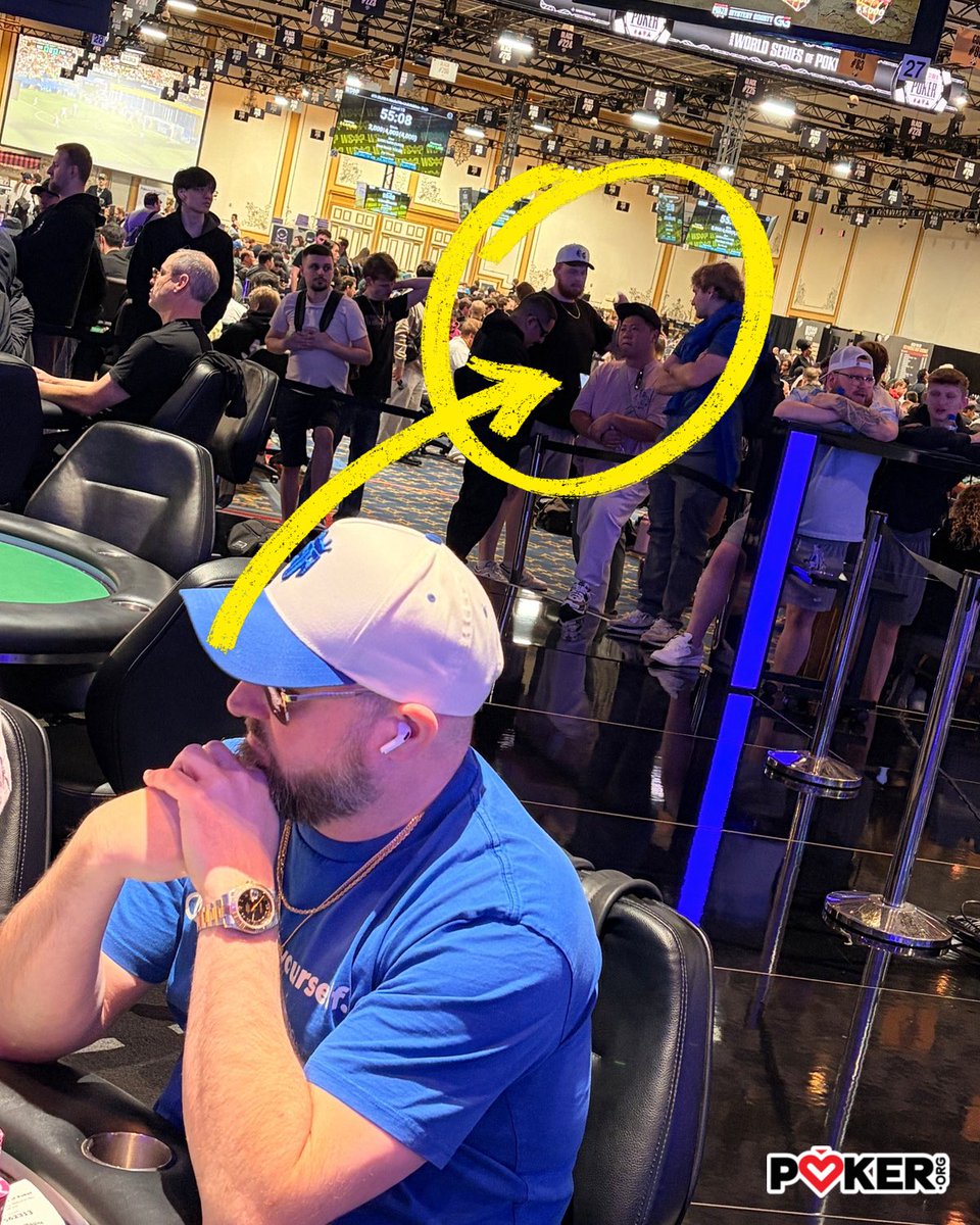 pokerorg's tweet photo. Matt Higgins rail yells:

“CAN WE GET MATT’S TABLE OVER HERE?!”

14 left Mystery Millions https://t.co/GaC53VMa7h
