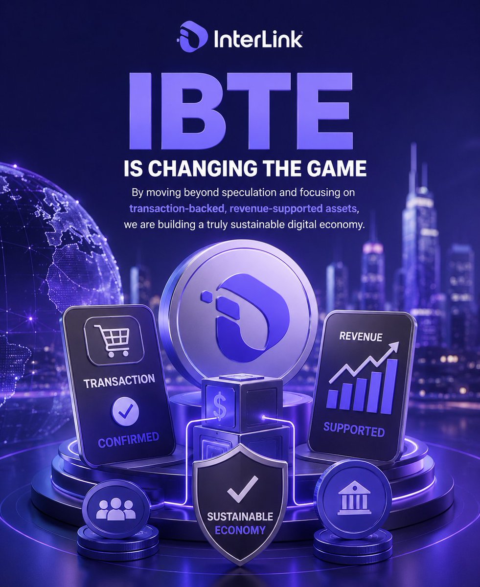 Metenna1's tweet photo. IBTE is changing the game. By moving beyond speculation and focusing on transaction-backed, revenue-supported assets, we are building a truly sustainable digital economy. 📈 
 #INTERLINK #ITLG #ITL https://t.co/ZzsW6EE7cC