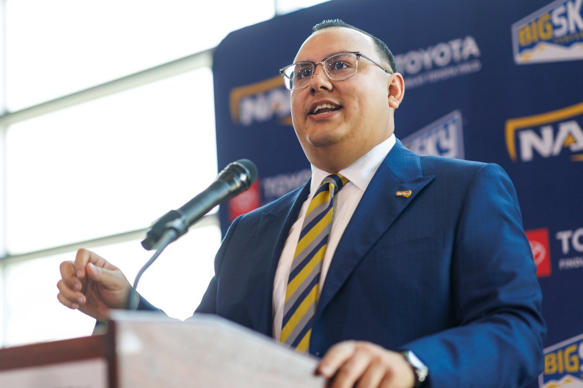 NAUAthletics's tweet photo. A momentous day in NAU Athletics’ rich history.

Beginning a new era under @Dr_RDuran, one that will serve all student-athletes, coaches, staff and @NAU community.

#RaiseTheFlag https://t.co/fwtFkUB6Lr